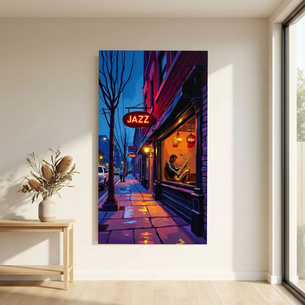 Jazz Bar Street Scene Canvas Wall Art