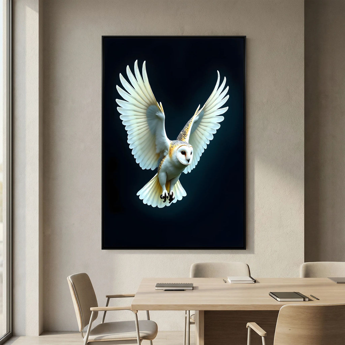 Exquisite  Barn Owl In Flight Print Minimalist Wall Canvas