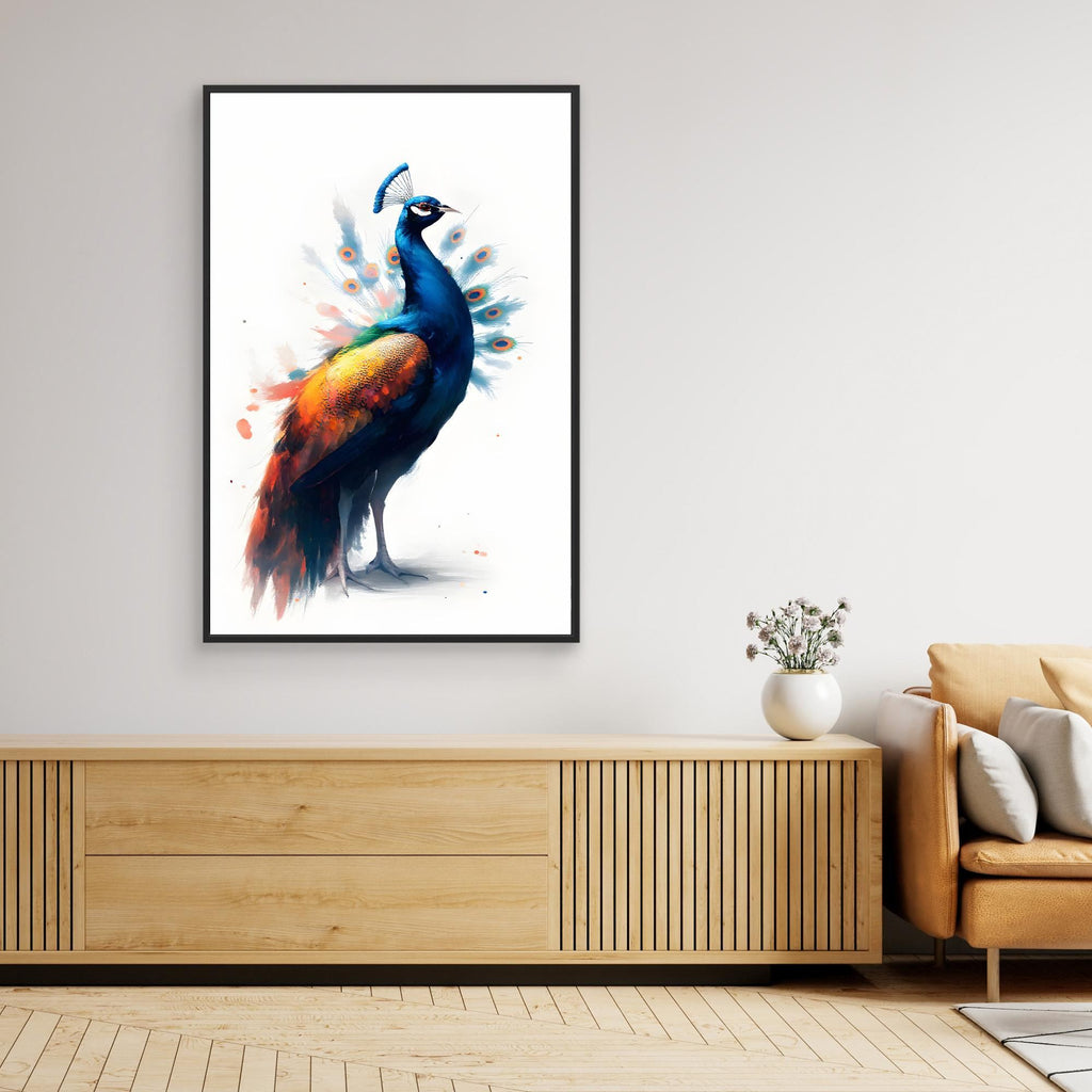 Abstract Peacock Canvas Wall Art Print Modern Oil Style Minimalist