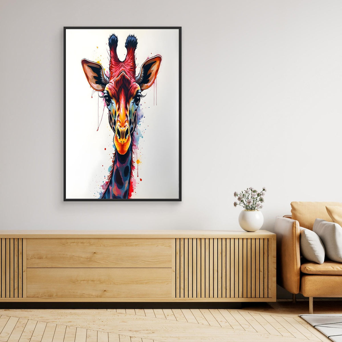 Giraffe Wall Art Minimalist Ink Style