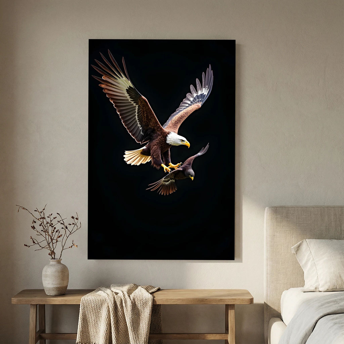 Eagle In Pursuit Minimalist Wall Canvas