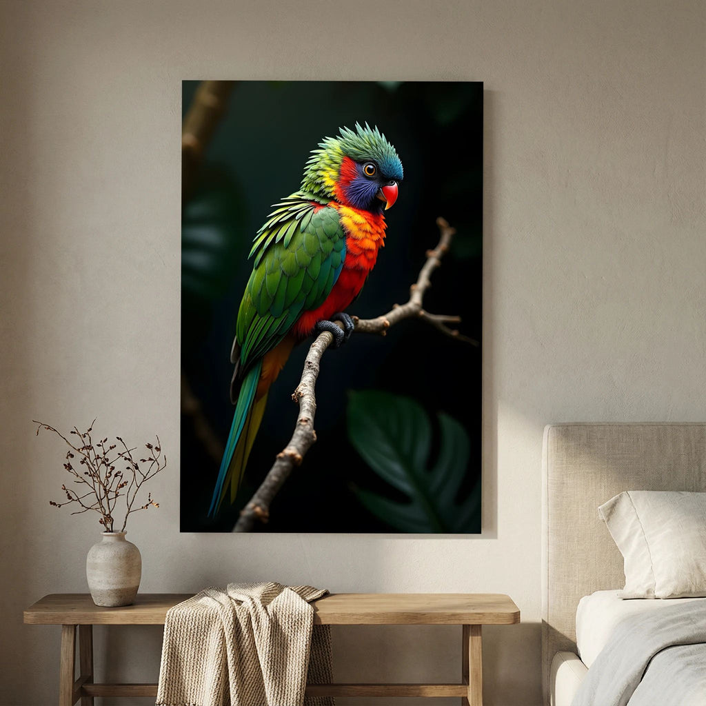 Ruffled Parrot Colourful Wall Canvas Minimalist Wall Decor