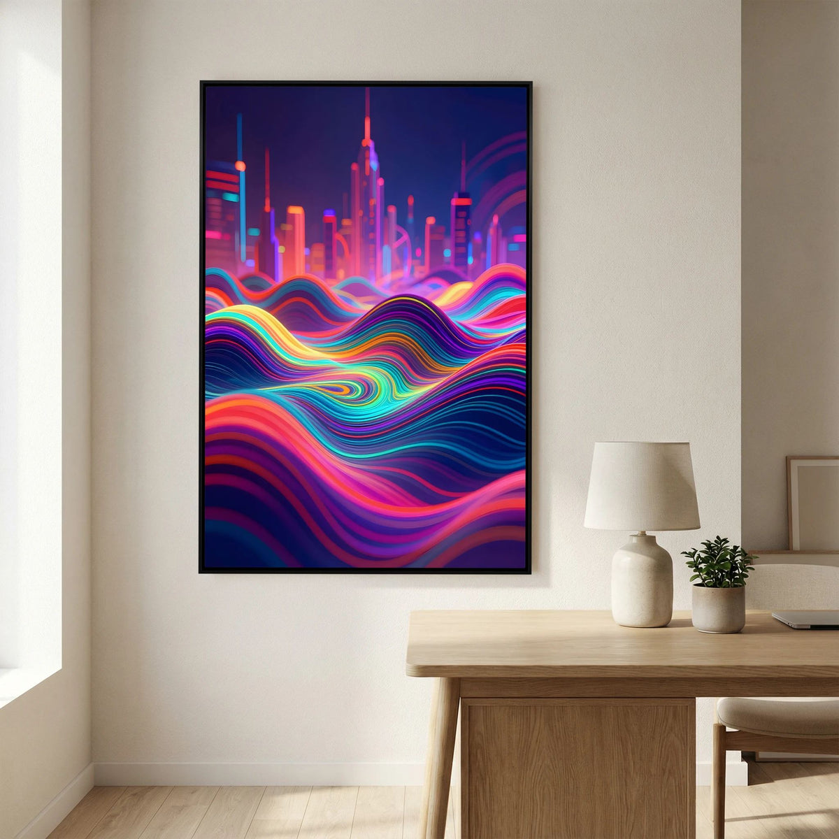 Neon City Vibes Canvas Wall Art