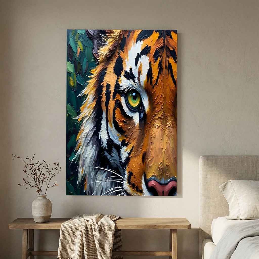 Bold Tiger Abstract Oil Style Canvas Wall Art