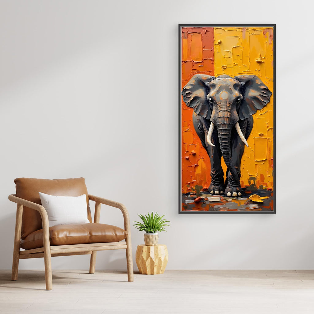 Abstract Oil Style Print of Lone Elephant