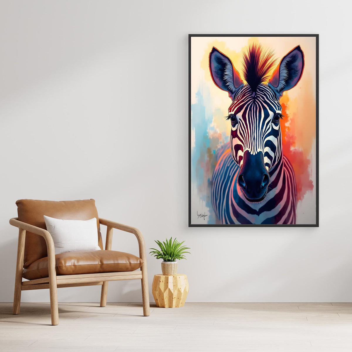 Warm Safari Zebra Colourful Minimalist Canvas