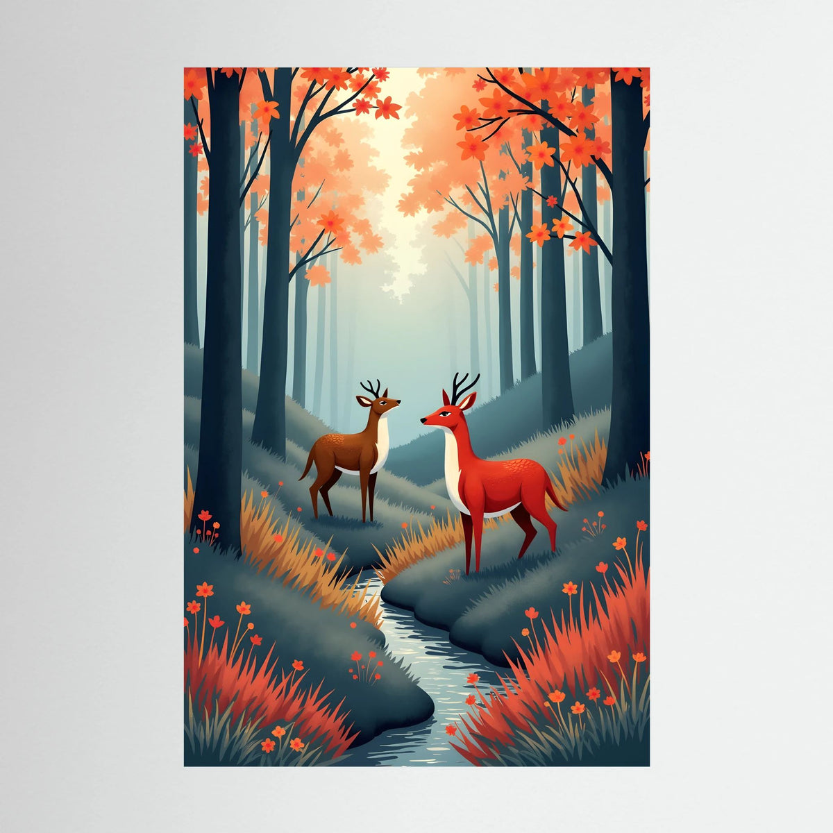 Forest Scene Abstract Deer