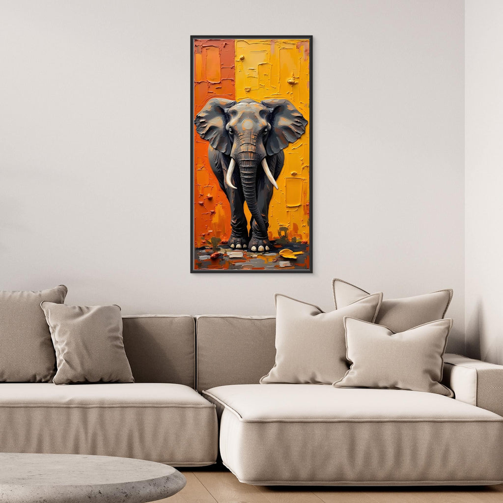 Abstract Oil Style Print of Lone Elephant