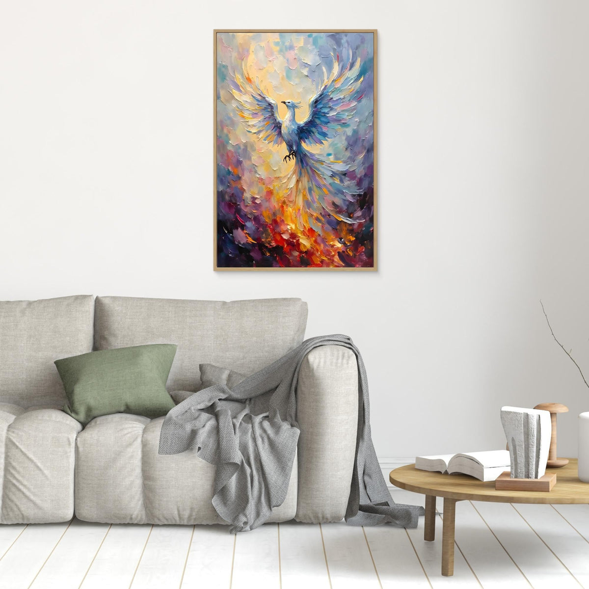 Phoenix In Flight Vibrant Majestic Minimalist Oil Style Decor