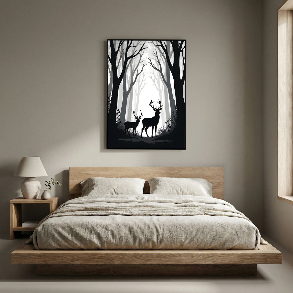Black & White Forest Deer