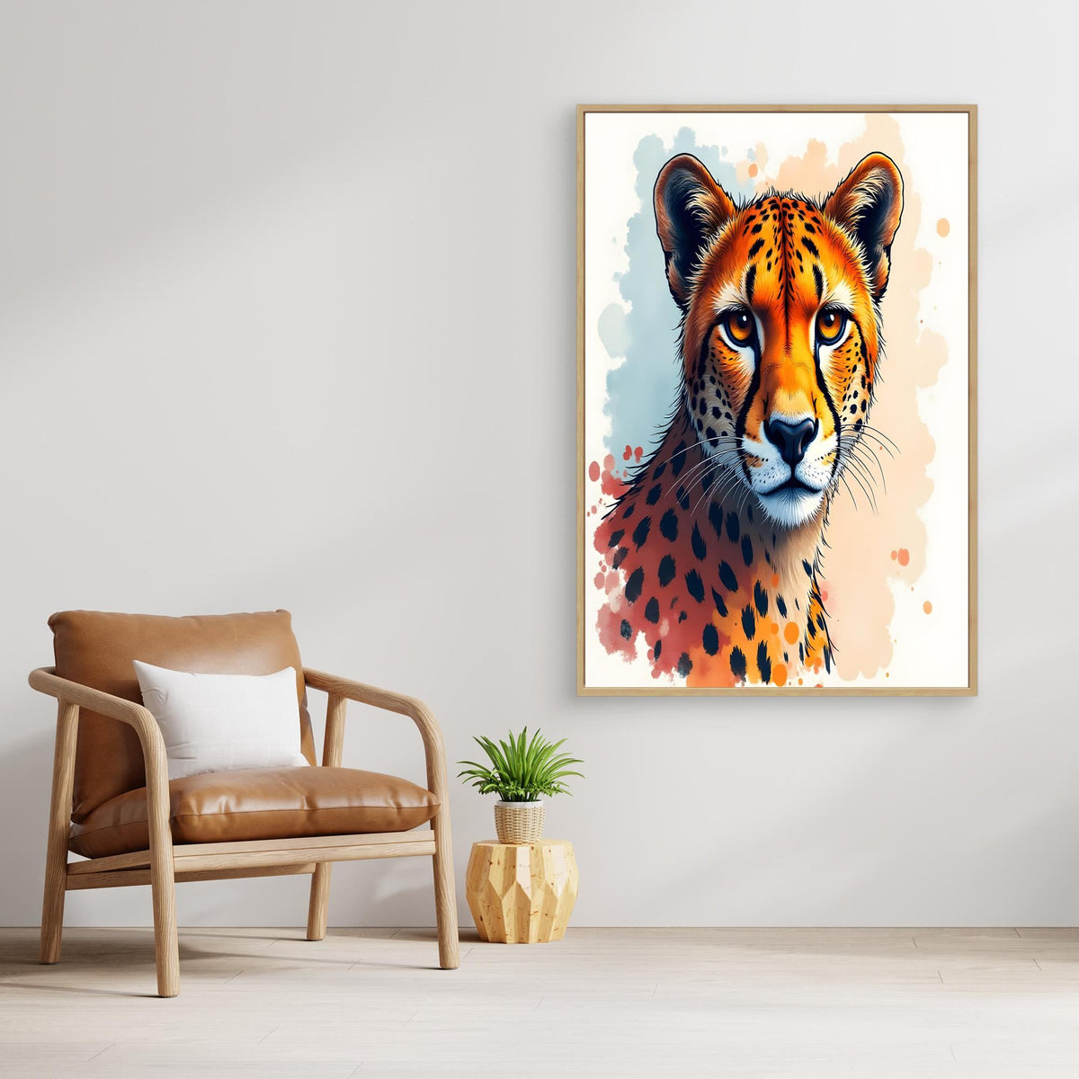Abstract Cheetah Minimalist Ink Style Canvas