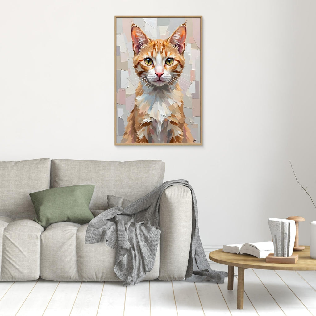 Cute Kitten Abstract Oil Style Minimalist Canvas Kids Room