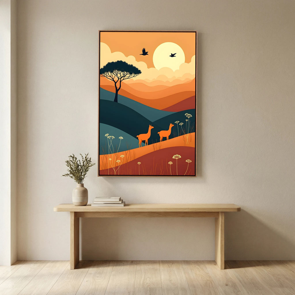 Duo Of Alpaca Abstract Wall Canvas