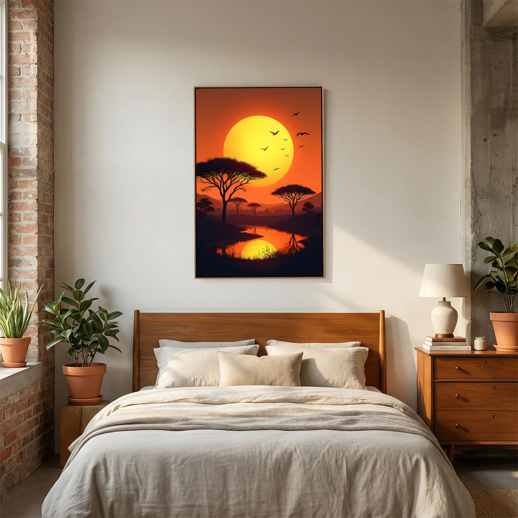 Acacia Trees At Sunset Canvas Wall Art