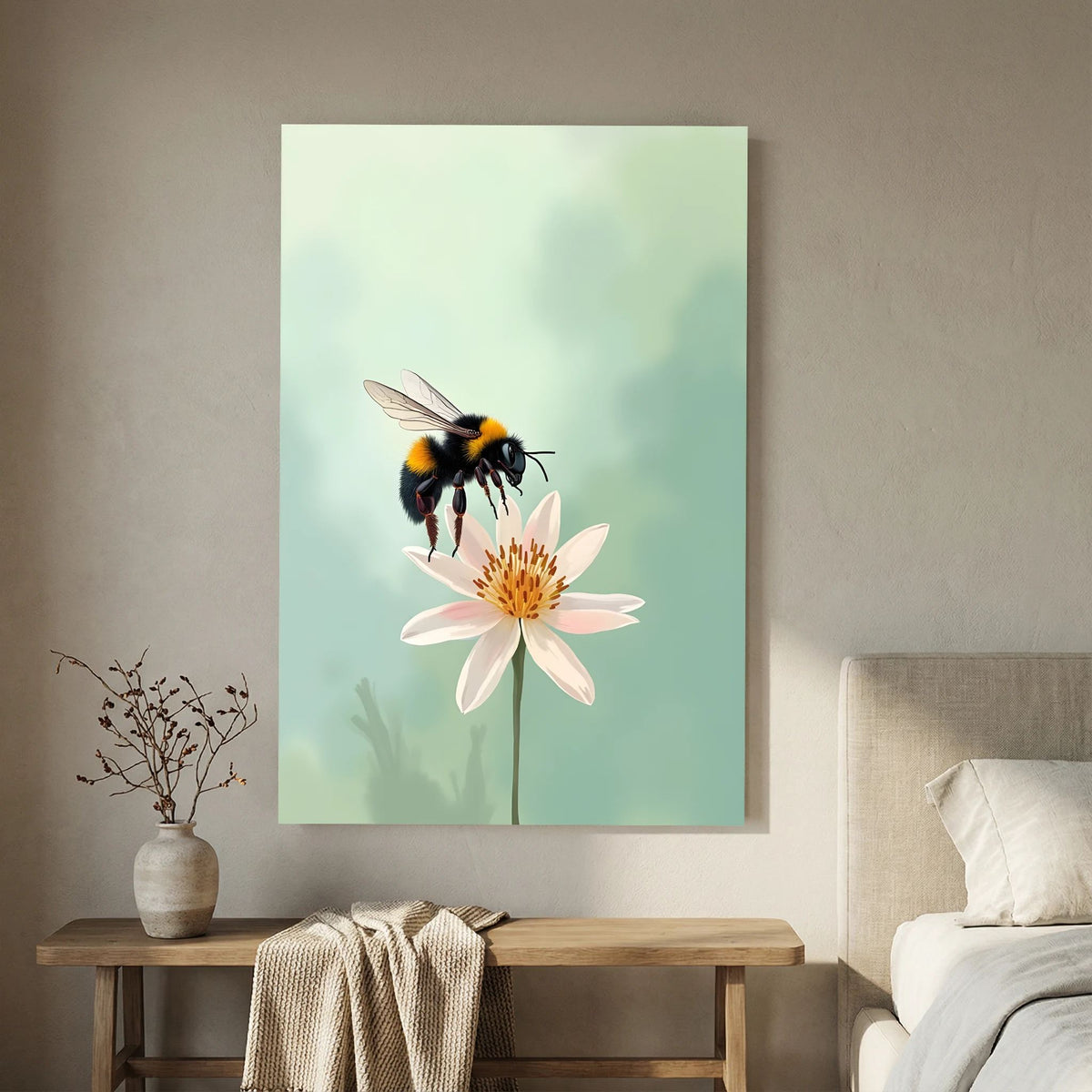 Delicate Bumble Bee Wall Art Minimalist Decor
