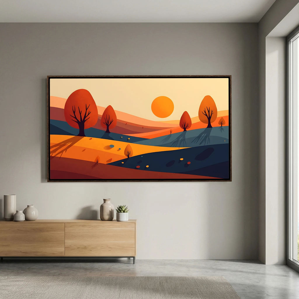 Autumn Trees At Sunset Abstract Wall Art