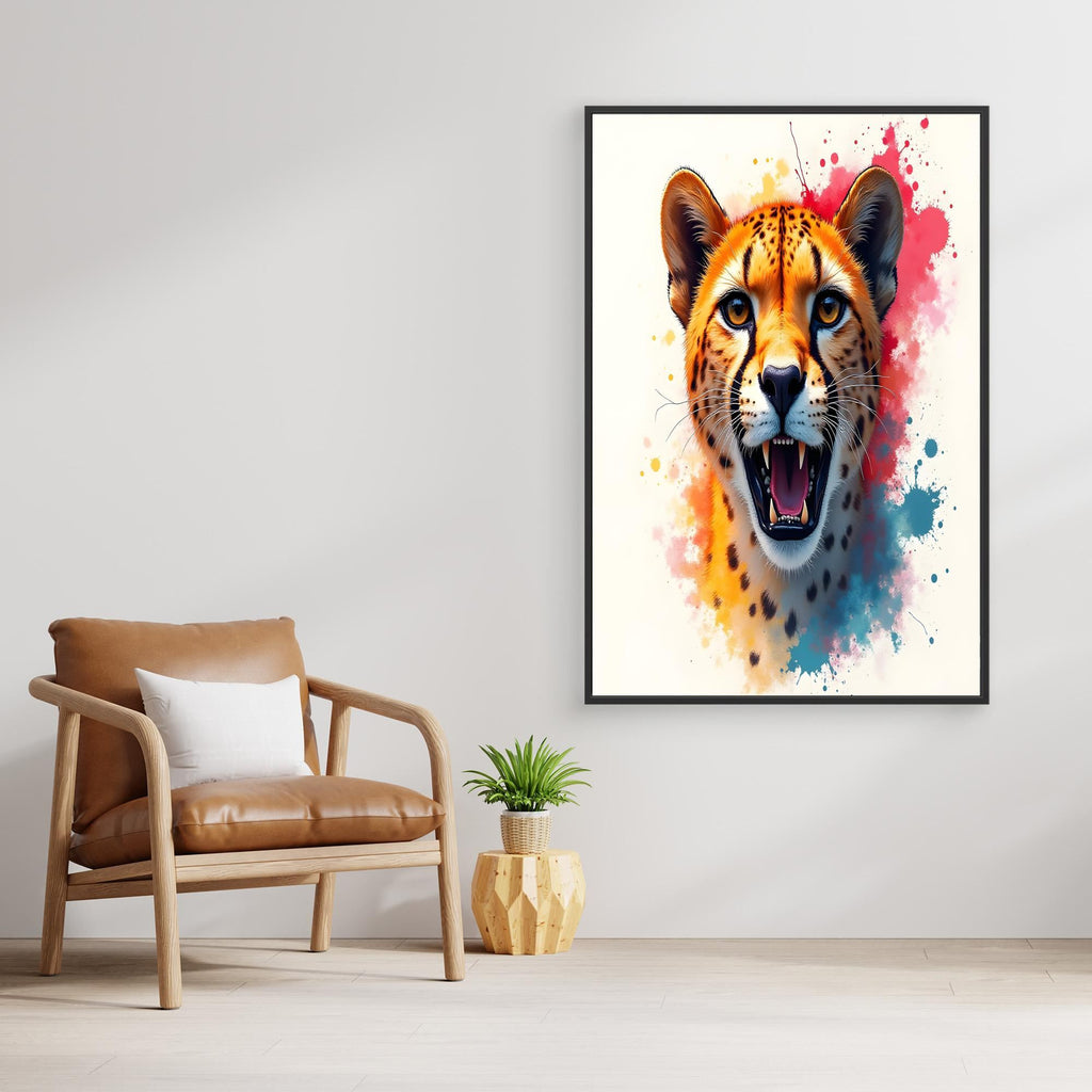 Abstract Cheetah Minimalist Ink Style Canvas