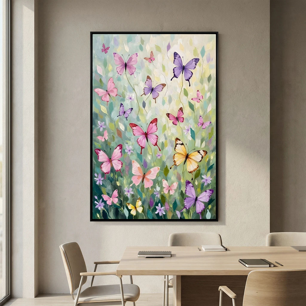 Butterfly Wall Art Pastel Colours Minimalist Abstract Canvas