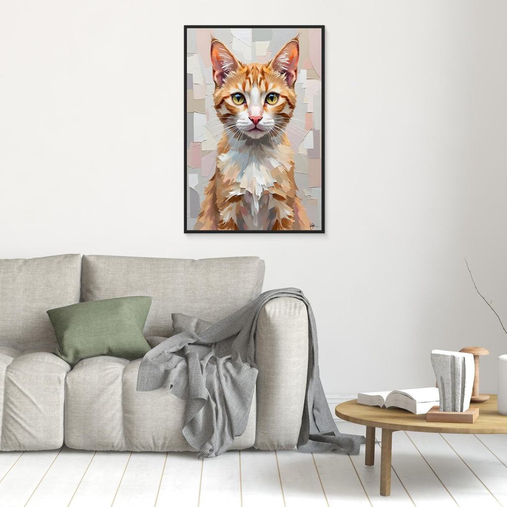 Cute Kitten Abstract Oil Style Minimalist Canvas Kids Room