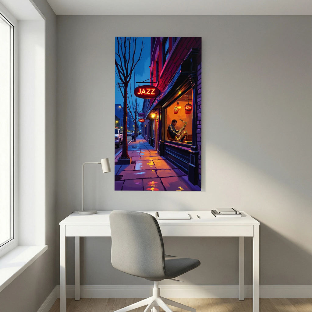 Jazz Bar Street Scene Canvas Wall Art