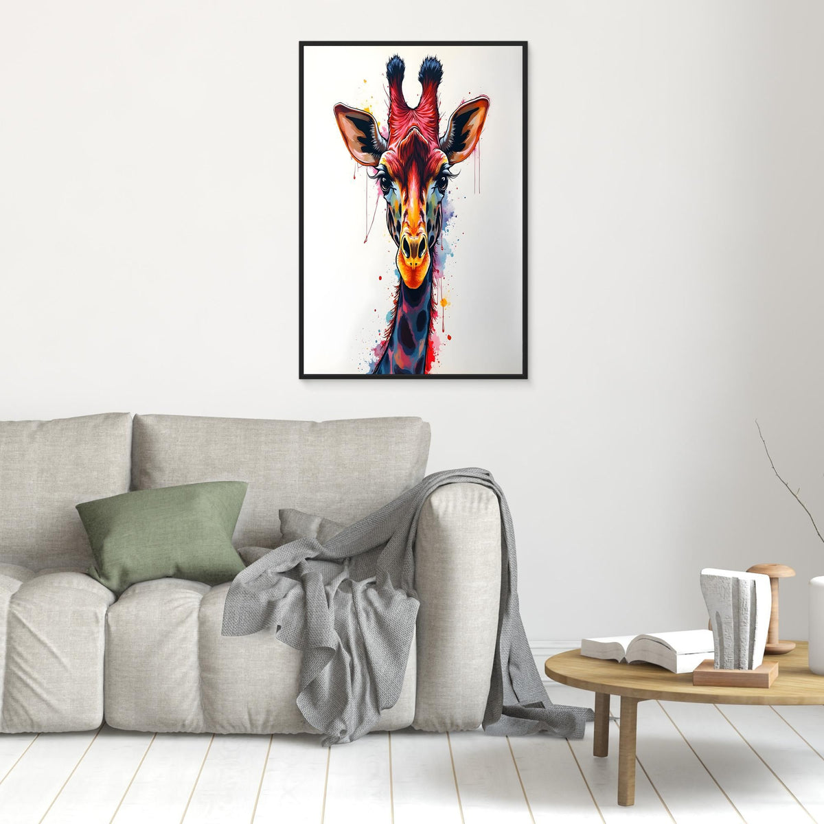 Giraffe Wall Art Minimalist Ink Style