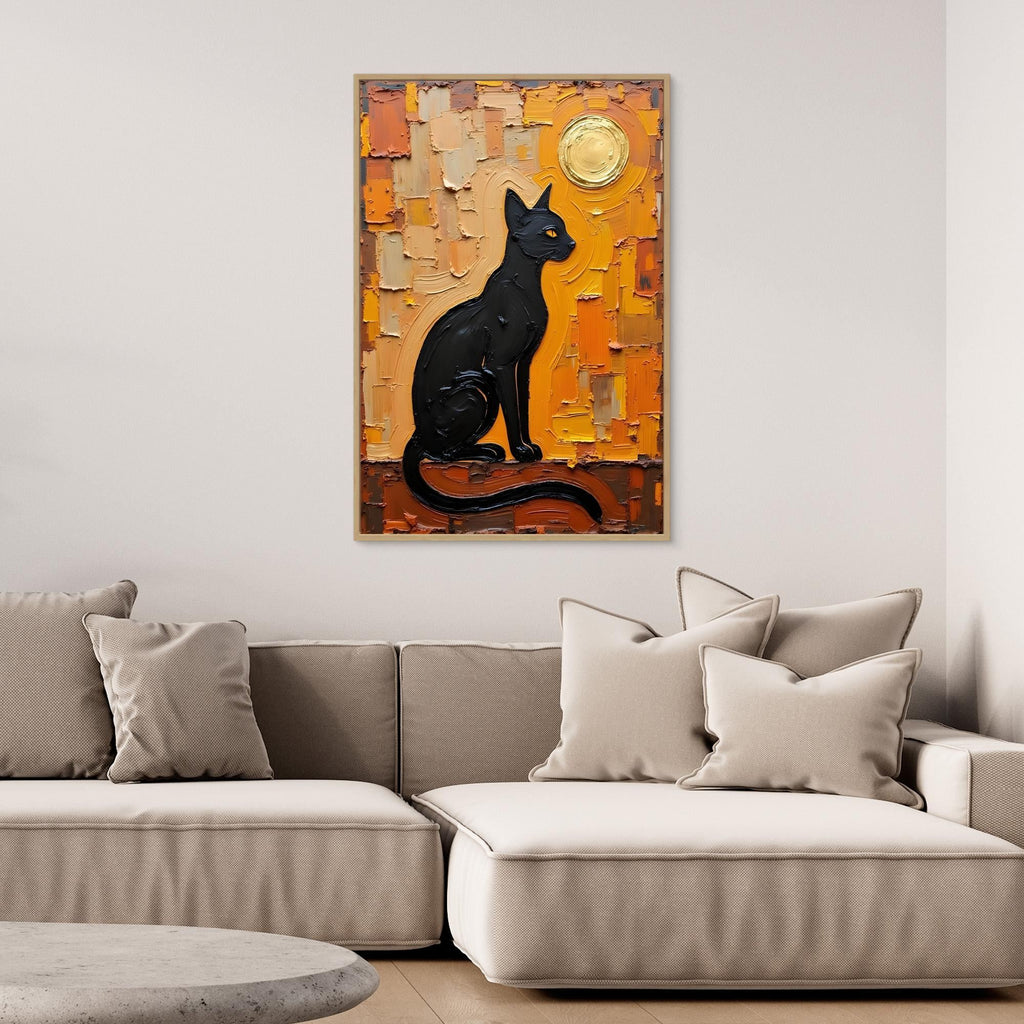 Domestic Cat Abstract Oil Style Canvas Minimalist Wall Decor