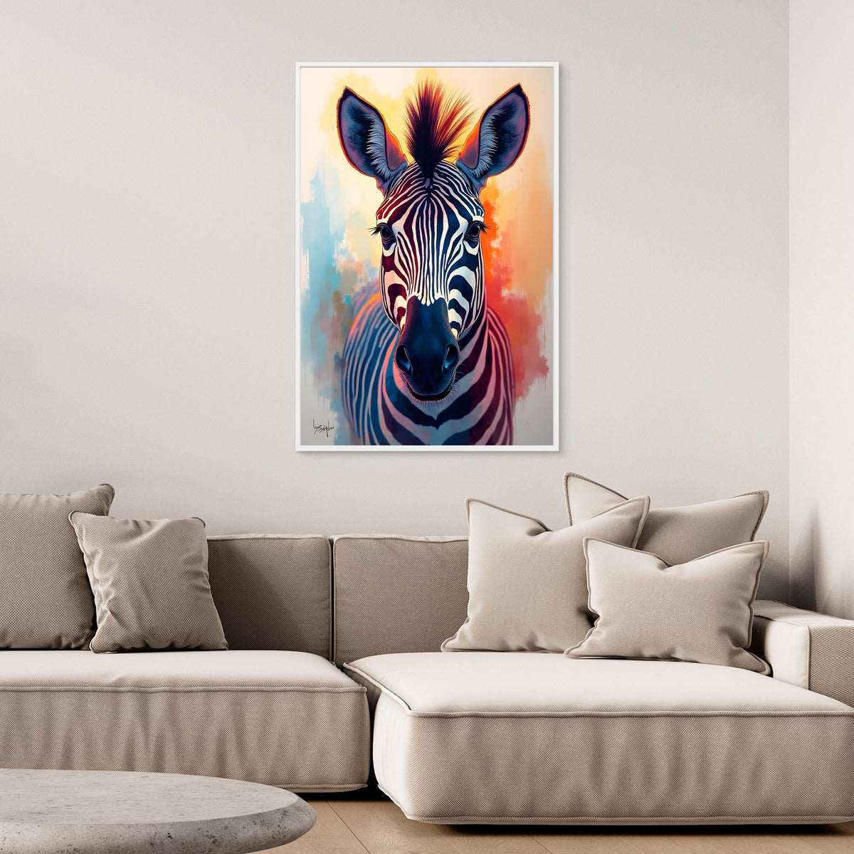 Warm Safari Zebra Colourful Minimalist Canvas