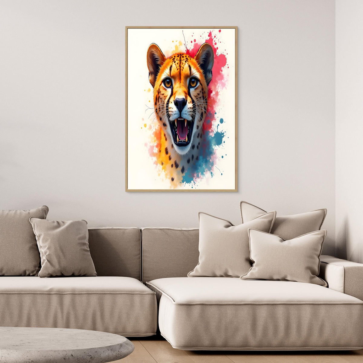 Abstract Cheetah Minimalist Ink Style Canvas