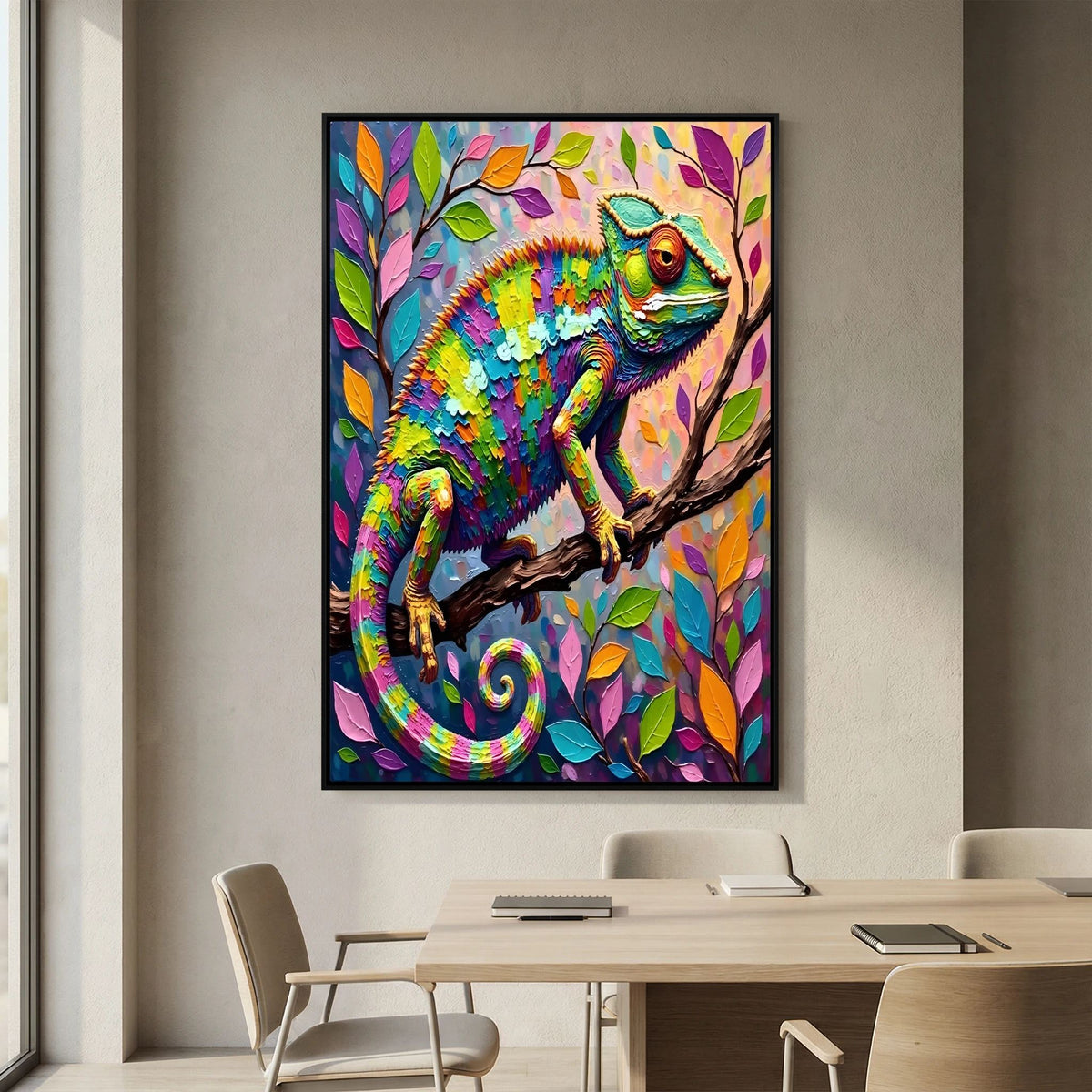 Vibrant Multi-colour Chameleon Bold Abstract Oli Style Wall Canvas