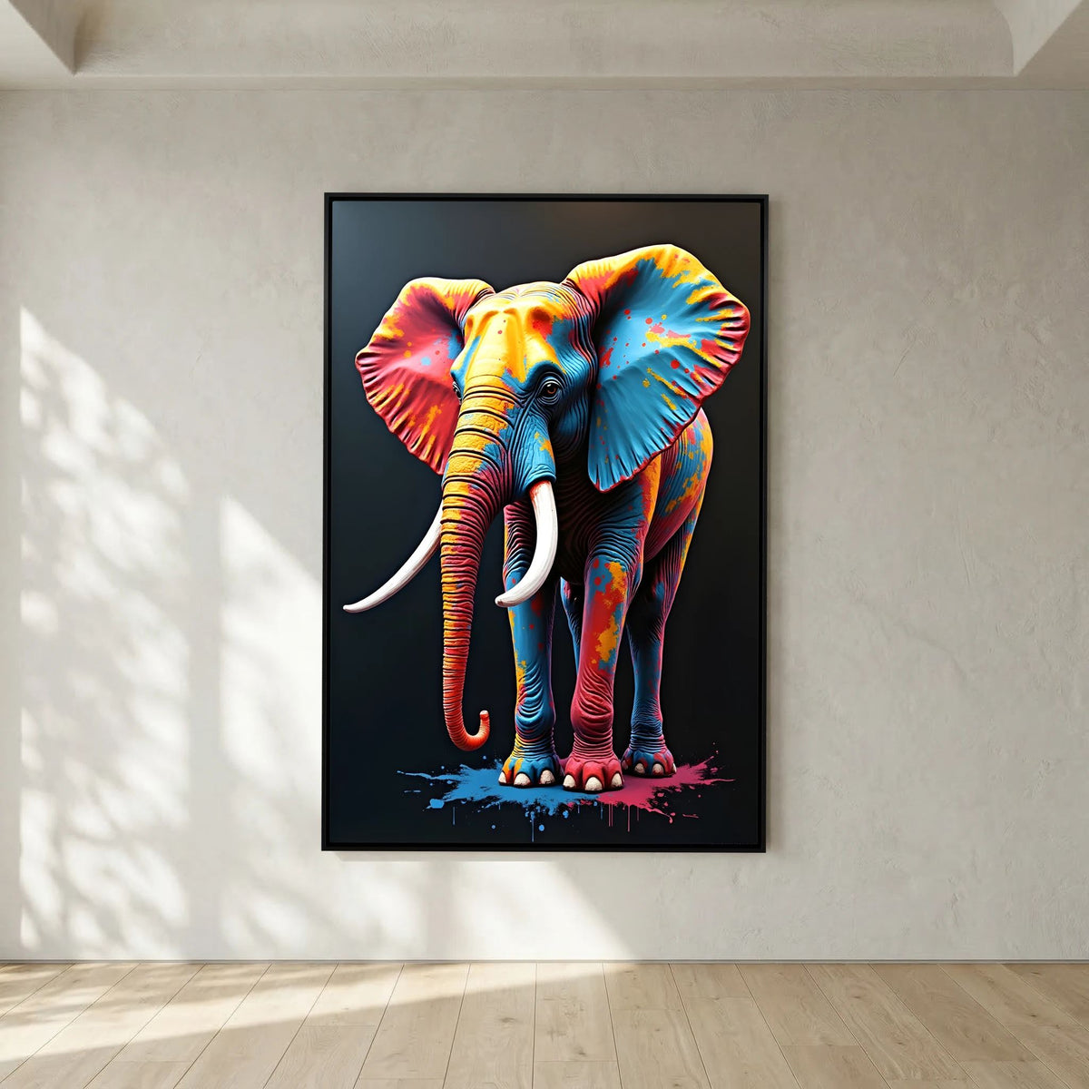 Abstract Elephant Canvas Wall Art, Modern Safari Print, Warm Toned Statement Decor, Poly-Cotton Framed Wildlife Art, Gift