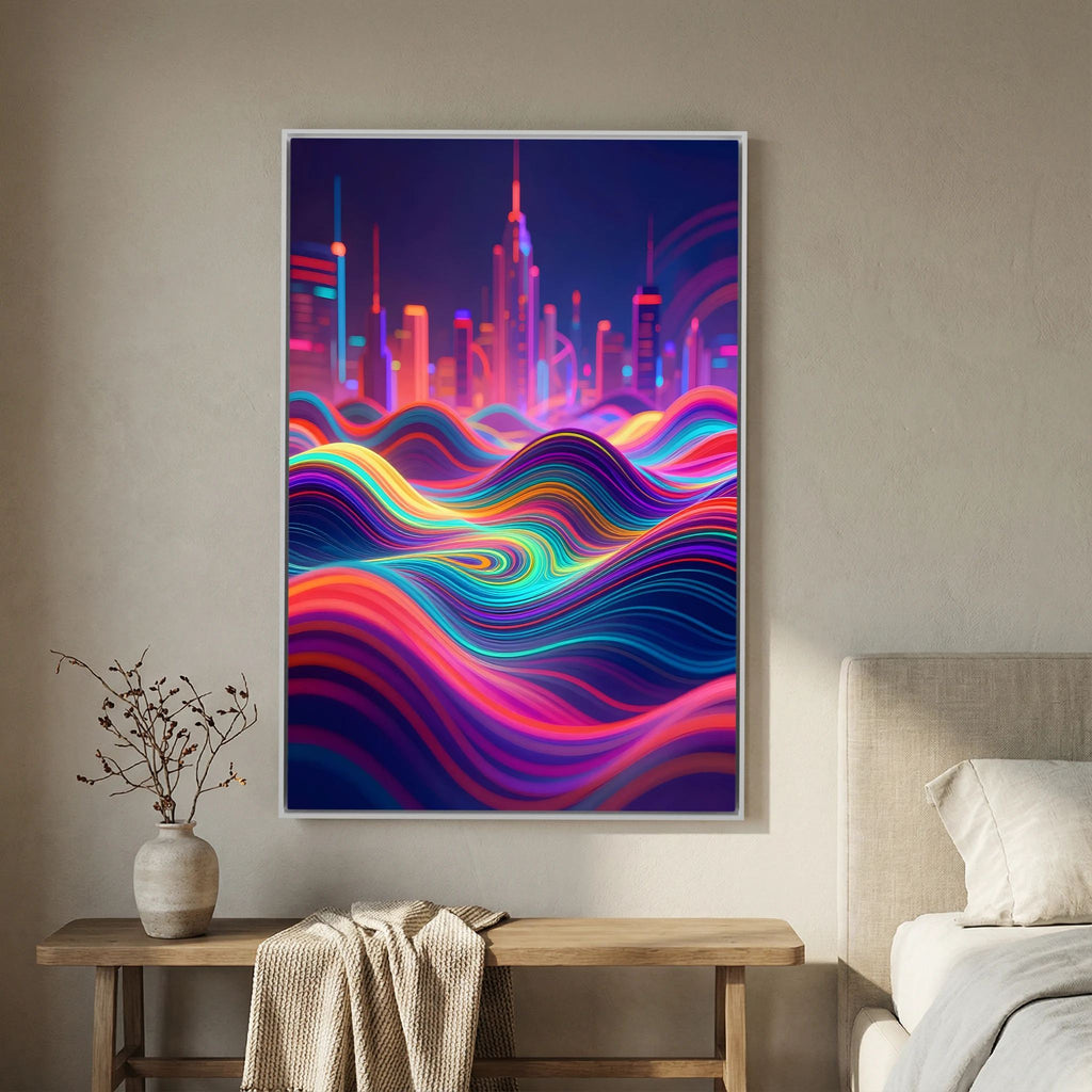 Neon City Vibes Canvas Wall Art