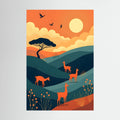 Alpaca At Sunset Abstract Wall Canvas