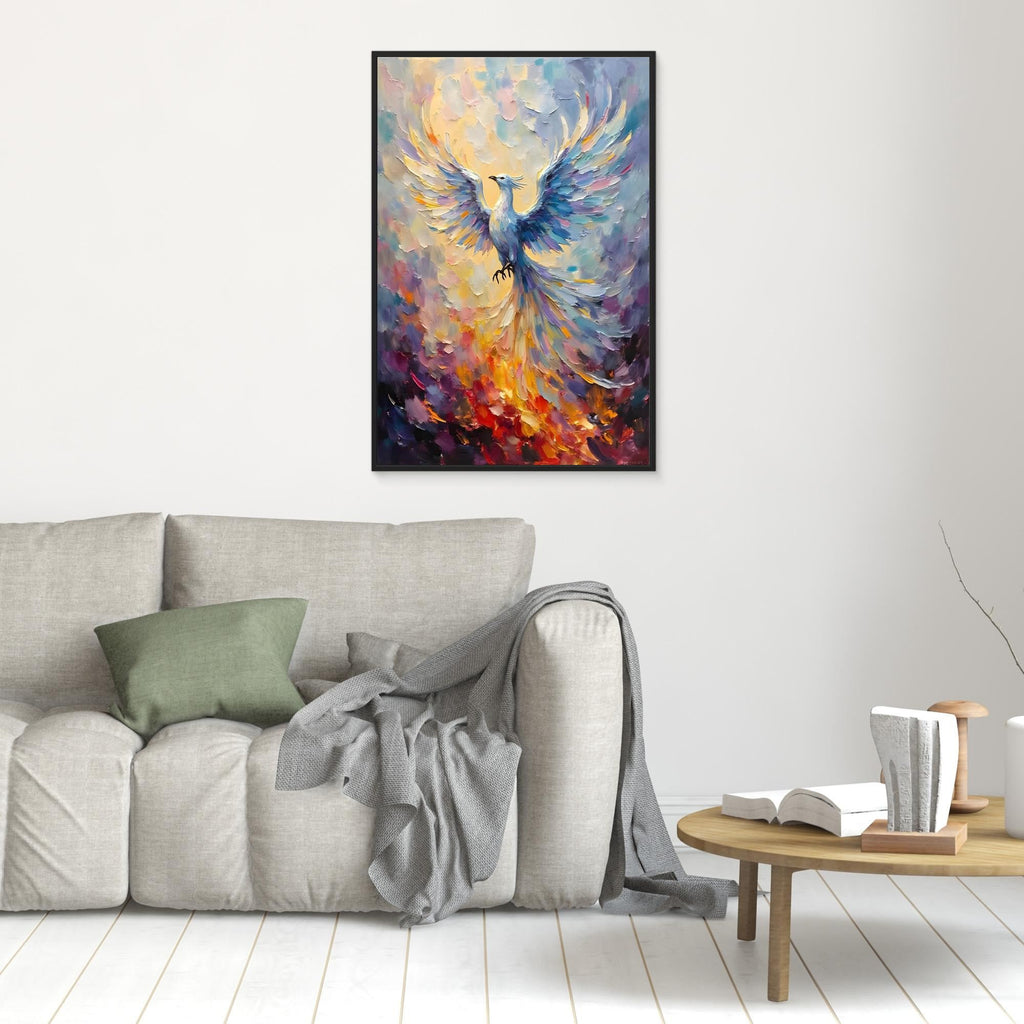 Phoenix In Flight Vibrant Majestic Minimalist Oil Style Decor