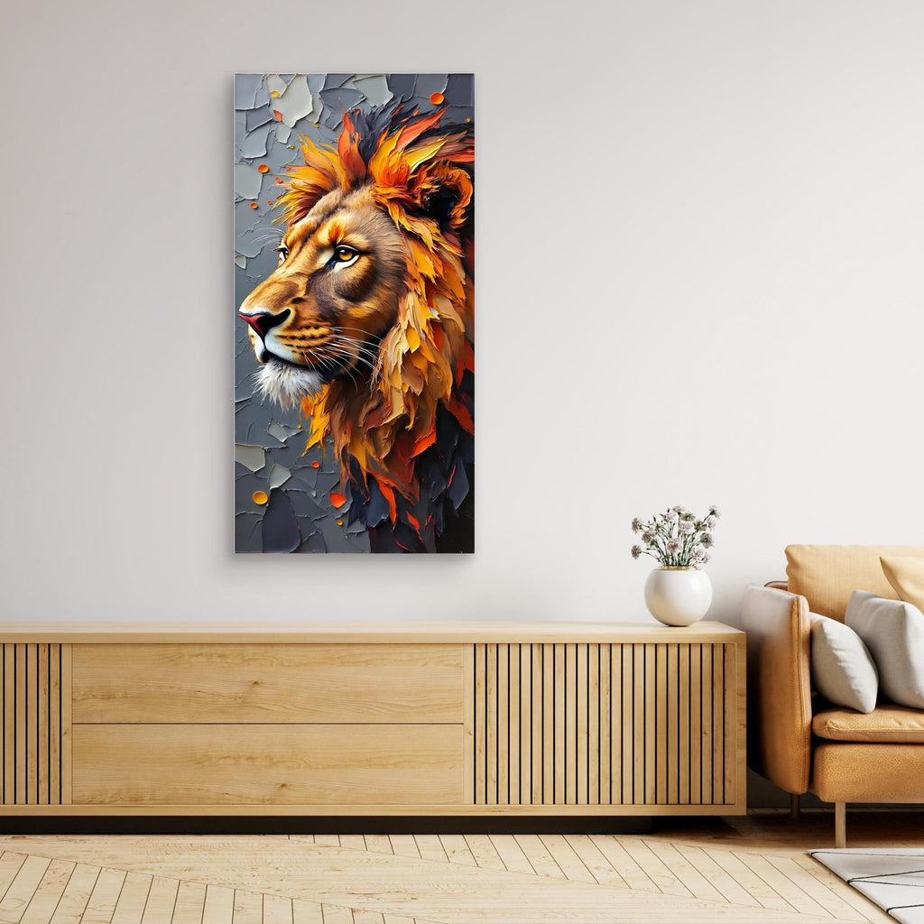 Abstract Male Lion Oil Painting Style