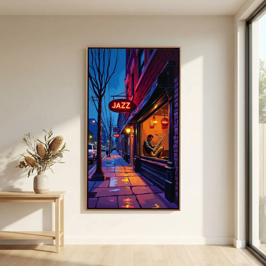 Jazz Bar Street Scene Canvas Wall Art