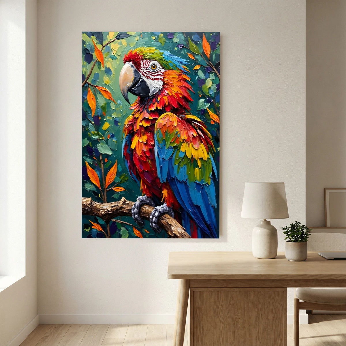 A Vibrant Macaw Stand Out In Any Room Minimalist Wall Canvas