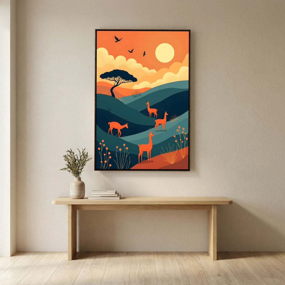 Alpaca At Sunset Abstract Wall Canvas
