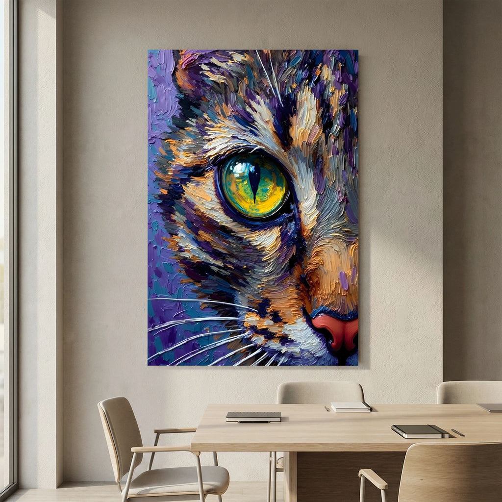 Abstract Domestic Cat Oil Style Canvas Minimalist Wall Decor