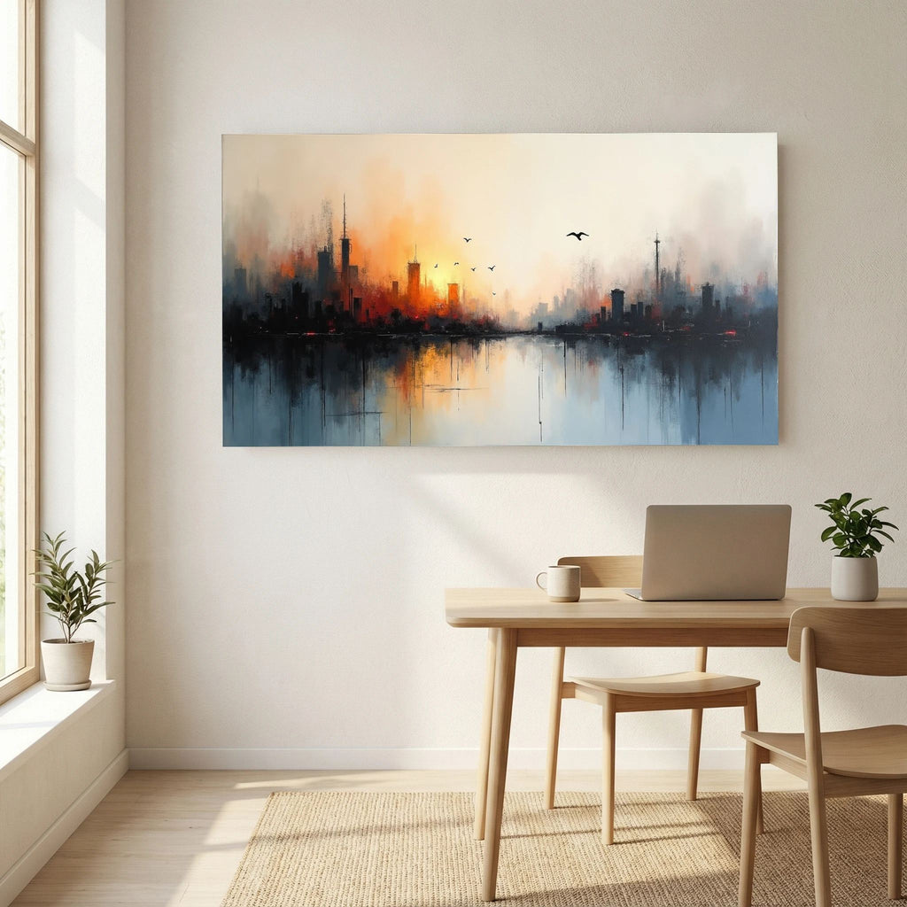 Cityscape At sunset Canvas Wall Art 