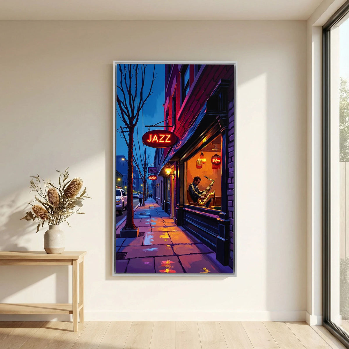 Jazz Bar Street Scene Canvas Wall Art