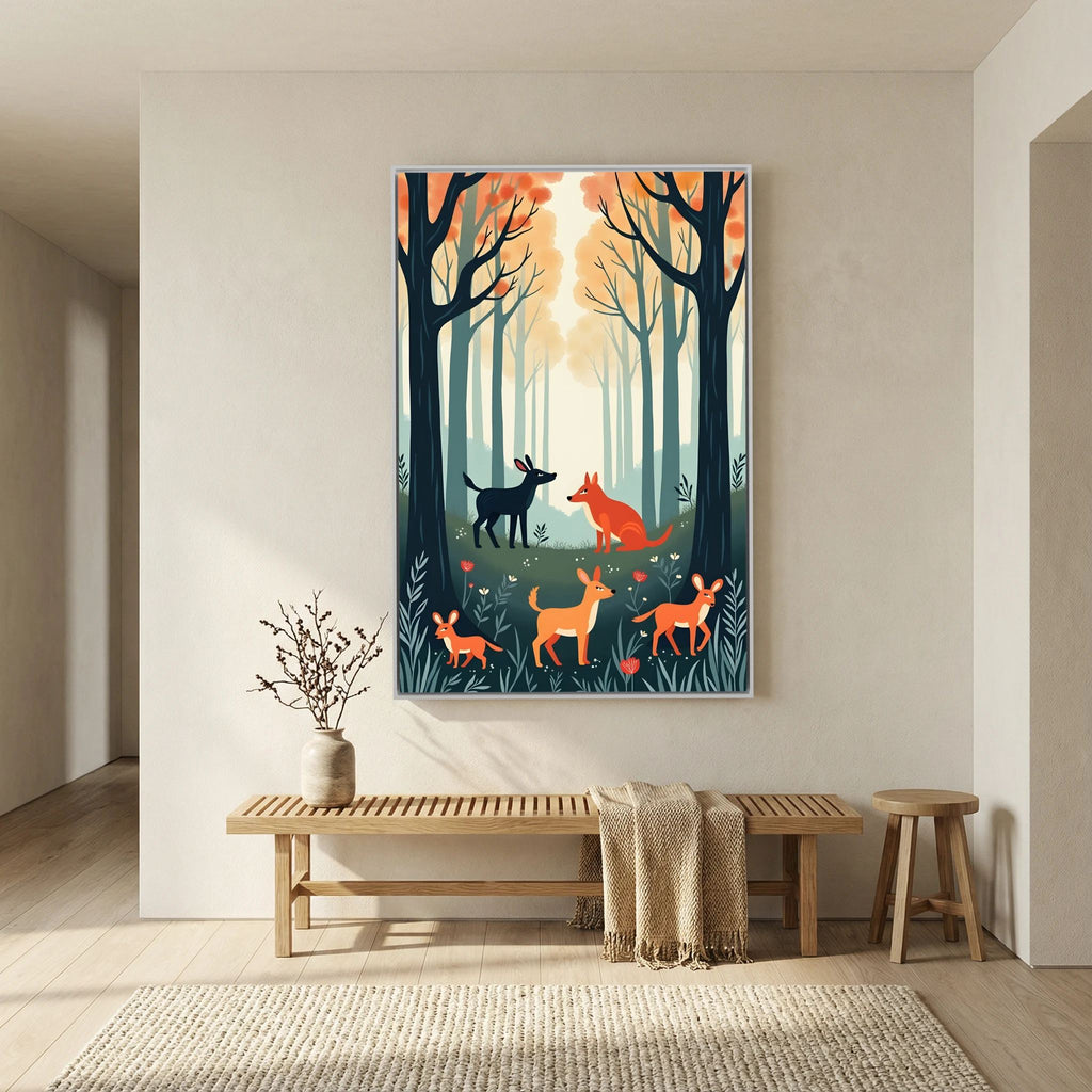 Abstract Forest Animals Forest Scene