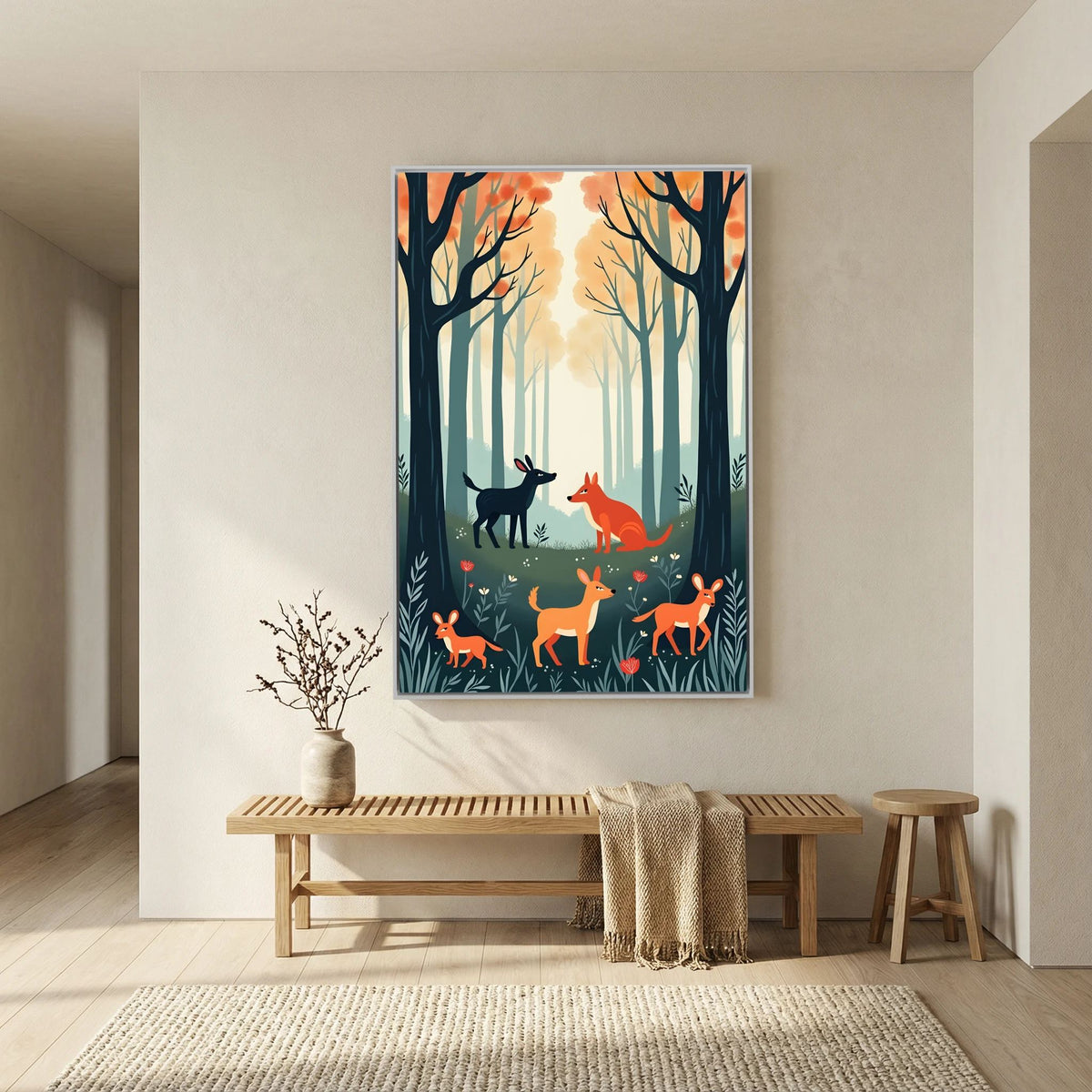 Abstract Forest Animals Forest Scene