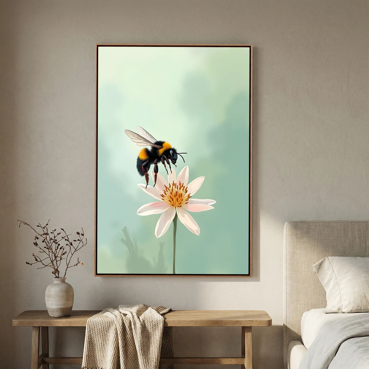 Delicate Bumble Bee Wall Art Minimalist Decor