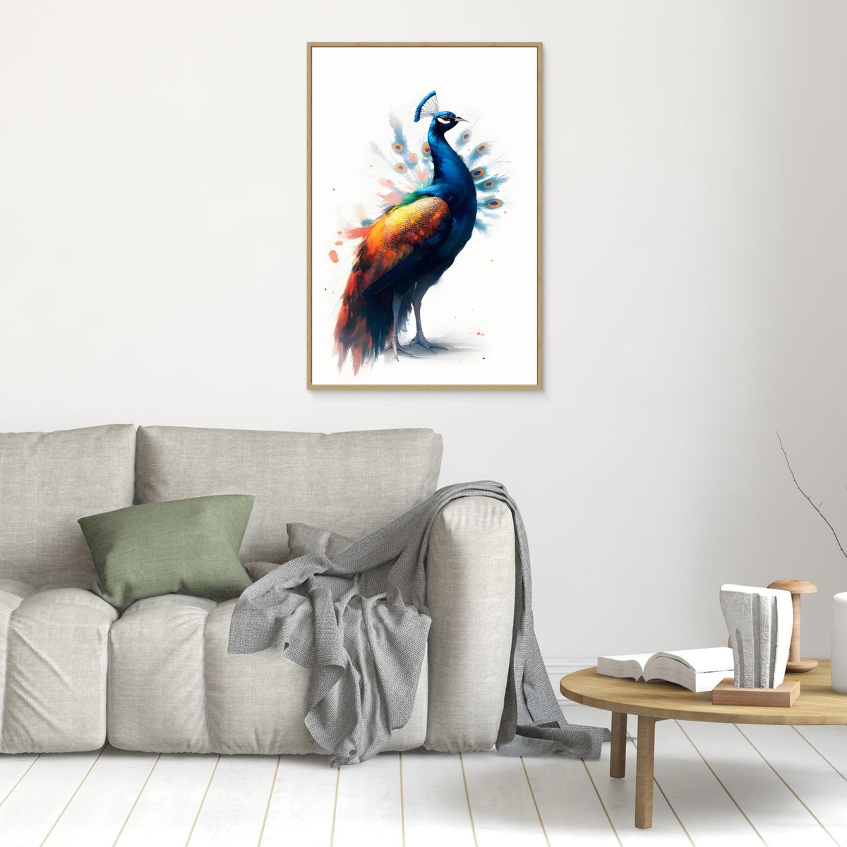 Abstract Peacock Canvas Wall Art Print Modern Oil Style Minimalist