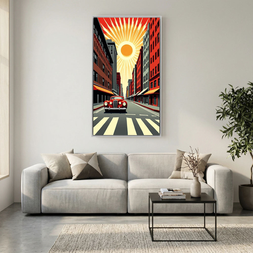 Vintage Street Scene Wall Canvas