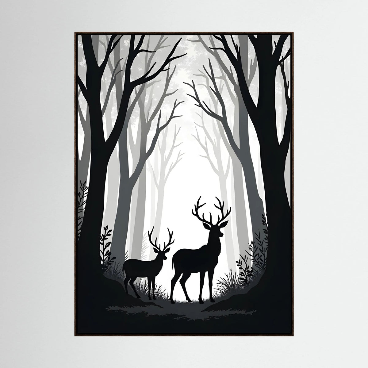 Black & White Forest Deer