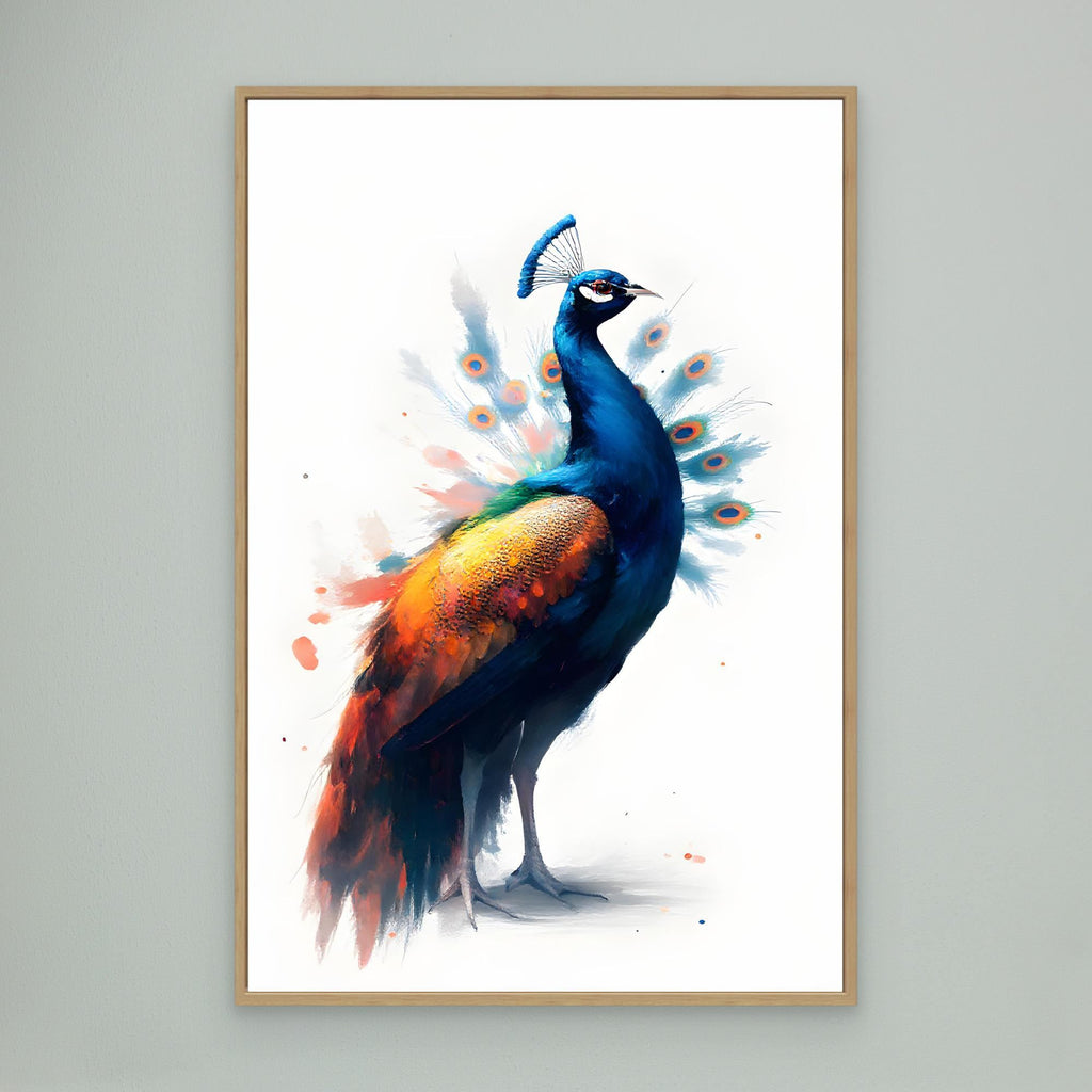 Abstract Peacock Canvas Wall Art Print Modern Oil Style Minimalist