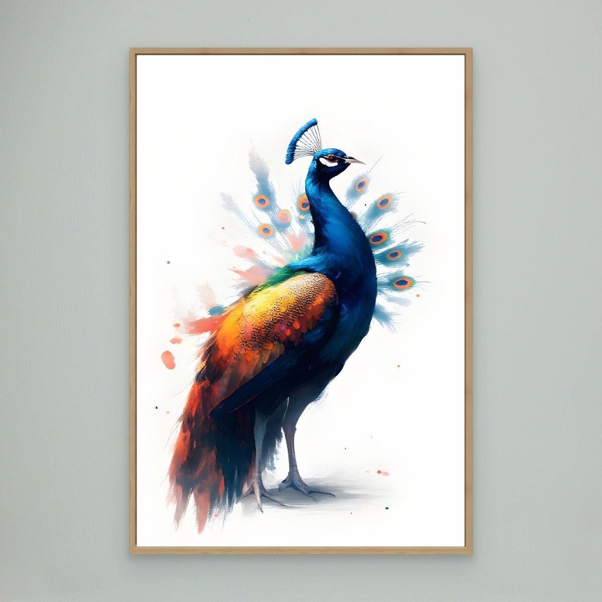 Abstract Peacock Canvas Wall Art Print Modern Oil Style Minimalist