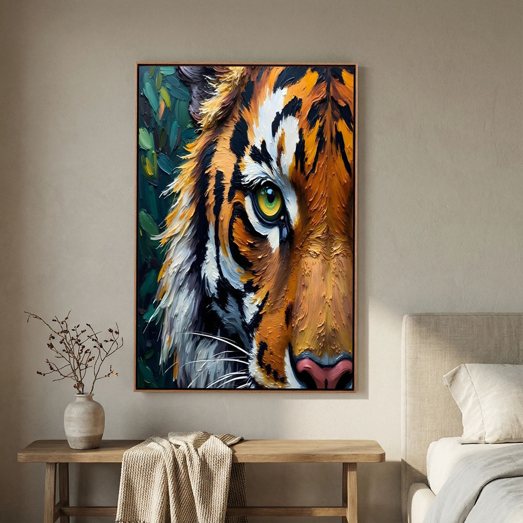 Bold Tiger Abstract Oil Style Canvas Wall Art
