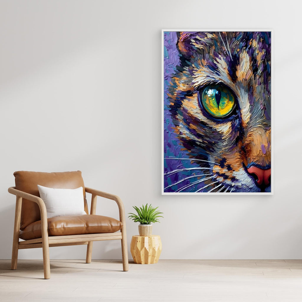 Abstract Domestic Cat Oil Style Canvas Minimalist Wall Decor